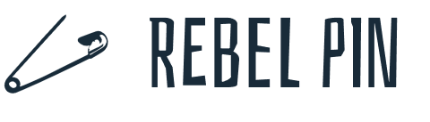 The logo for Rebel Pin. It features a safety pin.